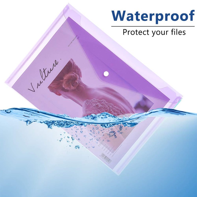 Plastic Envelopes Wallets, MerryNine 30 Pack A4 Clear Document Folder,