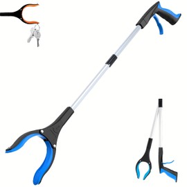 Grabber Reacher Tool - 32” Extra Long Foldable Gripper and Reaching Tool - Heavy Duty Pick Up Stick Grabbers for Seniors, Trash, Surgery Recovery Must Haves Gifts (Blue)