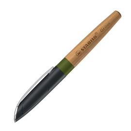STABILO Grow Climate Neutral Fountain Pen in Moss Green / Oak - Single Pen - Includes Cartridge - Blue (Erasable)