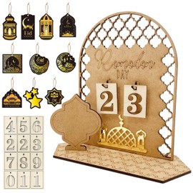 Ramadan Advent Calendar, Ramadan Countdown Calendar and Hanging Ramadan Decorations, Wooden Ramadan Calendar Eid Mubarak Decorations Eid Ramadan Gifts Eid Decorations for Home Table Decor