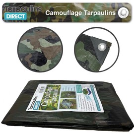 Camouflage Tarpaulin 1.8m x 1.2m 80gsm Tarp Waterproof Sheet for Garden, Fishing or Bird Watching