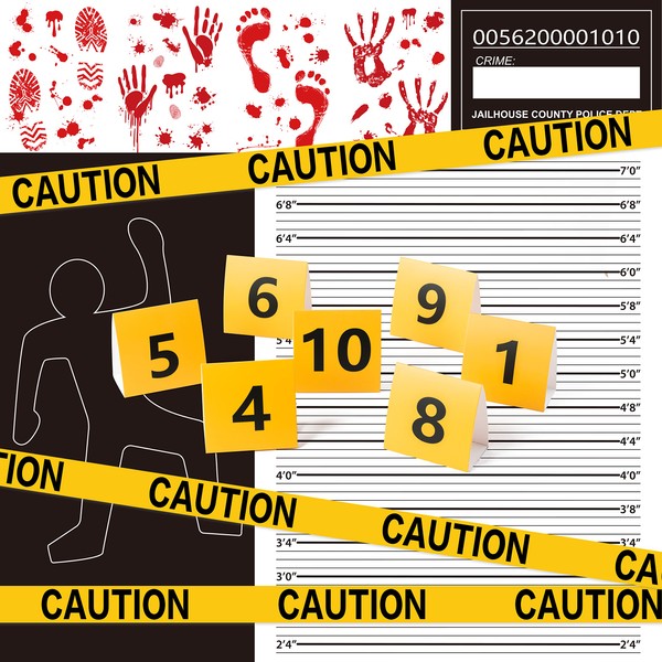 Ticiaga 29pcs Crime Scene Decors Kits, Body Silhouette Crime Scene