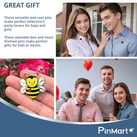 PinMart Red and Gold Lips Kissing Cute Trendy Enamel Lapel Pin