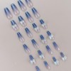 Liberte555 Nail Tips Blue Light Blue Cute Long False Nail