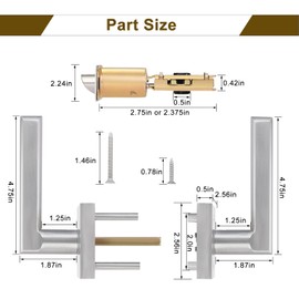 HOSOM 6 Pack Interior Door Levers Passage Door Handles Heavy Duty No Locking Door Handle Set for Hallway, Closet Doors, Satin Nickel Finished with Square Plate