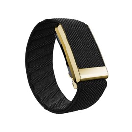 AR LABS SuperKnit Luxe Whoop 4.0 Compatible Band | Premium Ultra-Soft Weave | Stainless Steel Precious Metal PVD Treated | Includes Hook, Clasp & Slider – UK Company (Onyx Black with Gold)