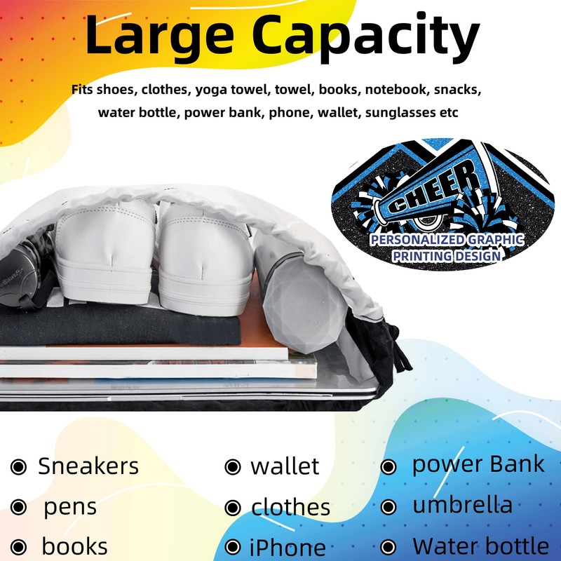 Cheer Drawstring Backpack Cheerleading Drawstring Bag Cheer Accessories Gifts for