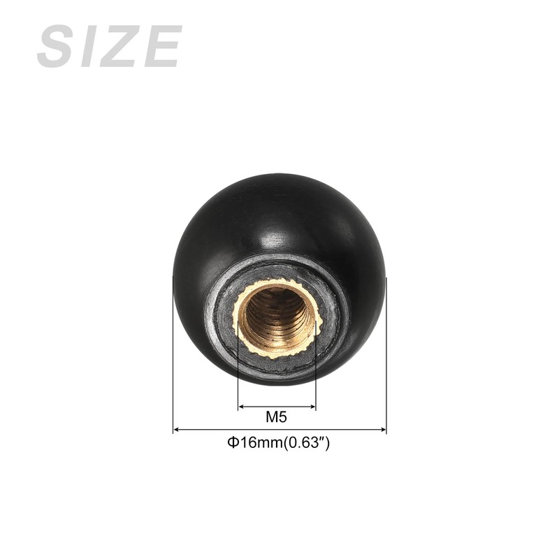 METALLIXITY 6 PCS Threaded Ball Knobs (16mm/0.63") Plastic Ball Lever