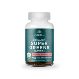 Ancient Nutrition Supergreens Gummy, Organic Superfood Gummy Made from Real Fruits, Vegetables and Herbs, for Digestive and Energy Support, 50 Count, Strawberry Watermelon