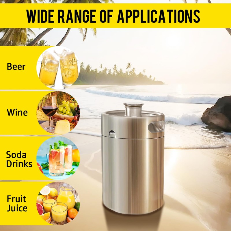 MRbrew 64oz Mini Keg Growler Portable Draft Beer Dispenser System