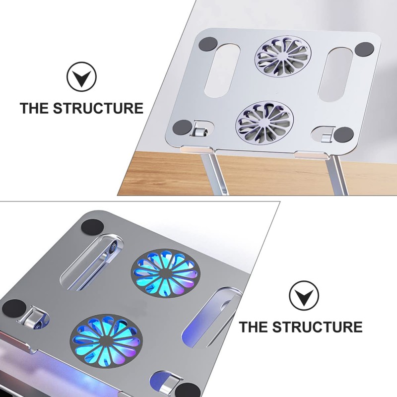 OSALADI Laptop Cooling Pad Dual Fans Adjustable Height Design Lightweight