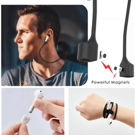 Ansumg Magnetic Anti-Lost Straps for AirPods pro,Colorful Soft Silicone Sports Lanyard, Neck Rope Cord (Green Pink White Blue)