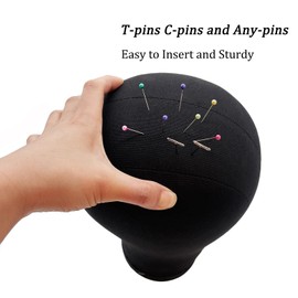 UPerfe Canvas Wig Head Stand with Mannequin Head for Wig Styling Making Kit 23 Inch Black Maniquins Cork Canvas Block Head for Wigs (Wig holder stand, T-Pins, C-Pins, Colorful Round Pins)