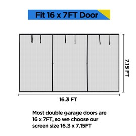 HBlife Garage Screen Doors for 2 Car Garage,16x7FT Fiberglass Magnetic Garage Door Screen, Hands Free Retractable Garage Net Screen Door Mesh with 6 Roll Up Starps and 26 Magnets for Patio, Gym, Porch