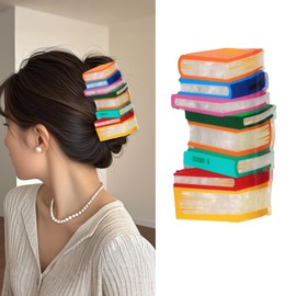 Book Hair Clips Teacher Claw Clips Back to School Orange Book Teacher Hair Accessories for Women Book Lovers Hair Styling Barrettes Appreciation Gift 1Pcs (Orange Book)