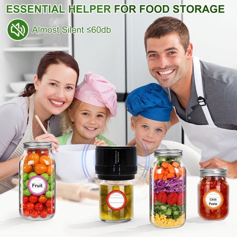 Mason Jar Vacuum Sealer Electric 3.4in Regular & 2.75in Canning