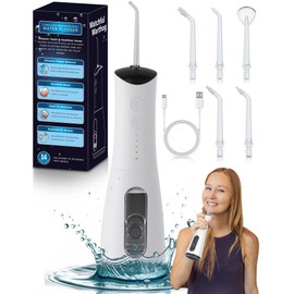 High-Pressure 120PSI Water Dental Flosser with 300ml Reservoir - Portable Water Flosser for Teeth & Gum Cleaning - Rechargeable with 4 Pressure Modes, 1600 Pulses/Minute & IPX7 Waterproof