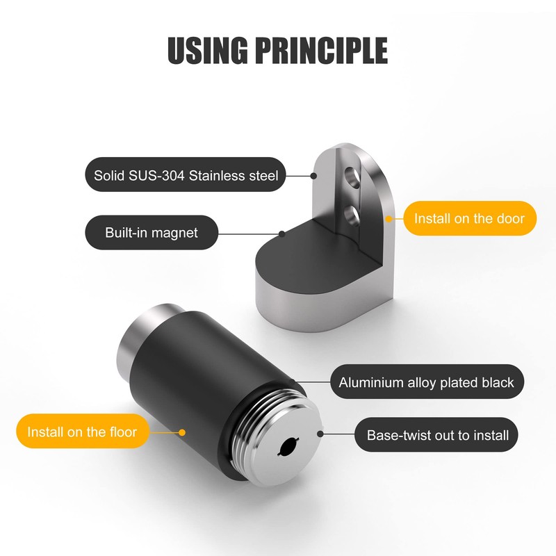 Cylindrical Floor Mount Door Stop Stainless Steel Heavy Duty Magnetic