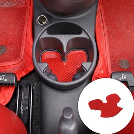 HAPPYHORSE Car Carbon Fiber Sticker Compatible with Fiat 500 2010-2019 Red Real Carbon Fiber Sticker Decal Interior Trim Cover Accessories (Central Control Water Cup pad)
