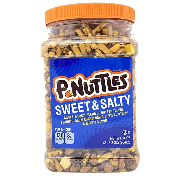 Adams & Brooks P-Nuttles Sweet & Salty Butter Toffee Peanuts Jar (34 Ounces) Made in the USA, Kosher