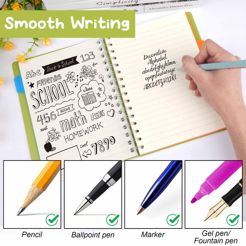 Tikplus A5 Notebook with Dividers, Notebook with Tabs, Spiral Notepad