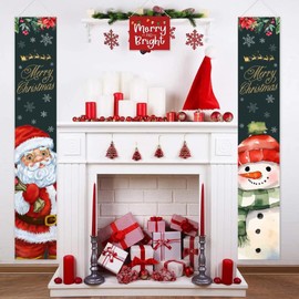 Second Ave Christmas Santa Snowman Door Banners Outside Front Door Porch Fireplace Xmas Festive Decoration