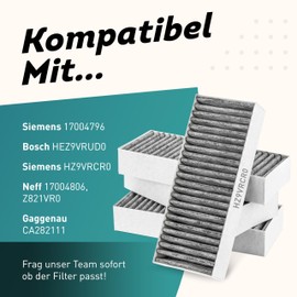 Kf3tec® Activated Carbon Filter Cooker Hood [Pack of 4] Siemens HZ9VRCR0, Bosch HEZ9VRUD0, Bosch Siemens 17004796, Neff 17004806 + Z821VR0, Gaggenau CA282111 | Activated Carbon Filter Cooker Hood