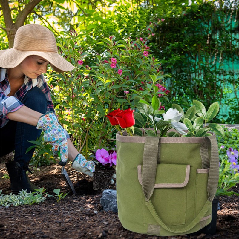 Jaugufiy Multifunction Garden Tools Bucket Bag with Pockets Bucket Tool