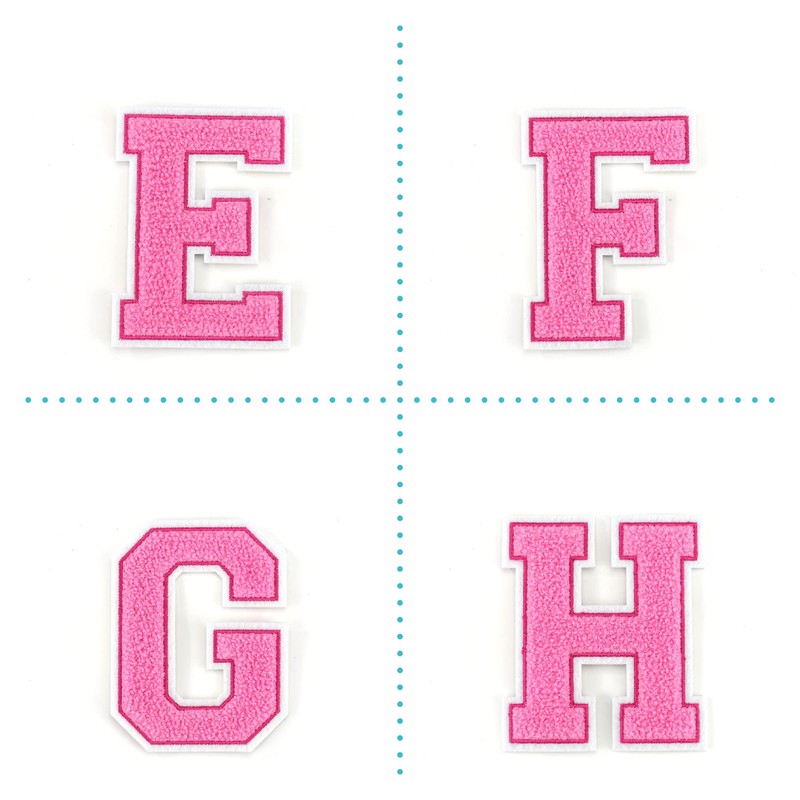 Terry Cloth Letter A-Z | Pink, White | 9.5 cm