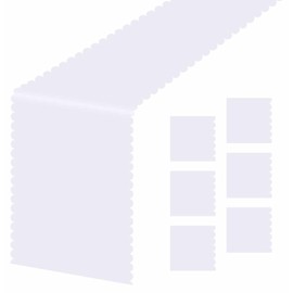 AVXINSOK - Camino de mesa festoneado de plástico, 6 unidades, 14 x 108 pulgadas, desechable blanco para mesa, boda, baby shower, decoración de fiesta de cumpleaños, camino de mesa festoneado