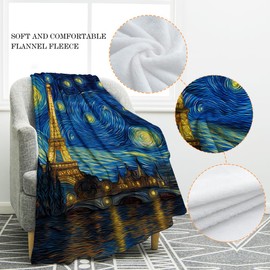 Jekeno Abstract Eiffel Tower Throw Blanket, Gifts for Women, Men, Girls, Boys, Teens - Christmas, Birthday, Valentine's Art Decor for Home, Bed, Couch