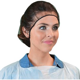 QIAN SOU Disposable Hair Nets Food Service Nylon Caps Breathable Honeycomb 24" (100)