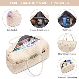 LOVEVOOK Travel Duffle Bag, Weekender Bags for Women with Shoe Compartment, Quilted Carry on Overnight Bag with Toiletry Bag, Hospital Bags for Labor and Delivery, Gym Duffel Bag with Wet Pocket