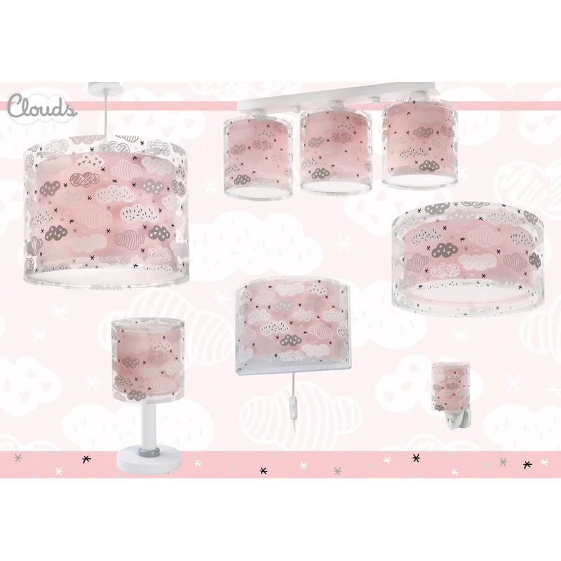 Dalber Children's Ceiling Light with Clouds Cloud Pink