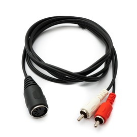 System-S RCA 2 RCA Cable 150 cm Female to DIN 5-Pin Male Stereo Adapter in Black