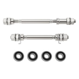 Create idea Robust Metal Wheel Hub Axle Set, 140 mm Front and 180 mm Rear Mountain Bike Wheel Hub Axle with 4 Bearings, Bicycle Spindle Shift Lever