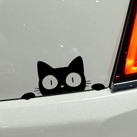 Black Cat Peeking Sticker, 6" by 3"