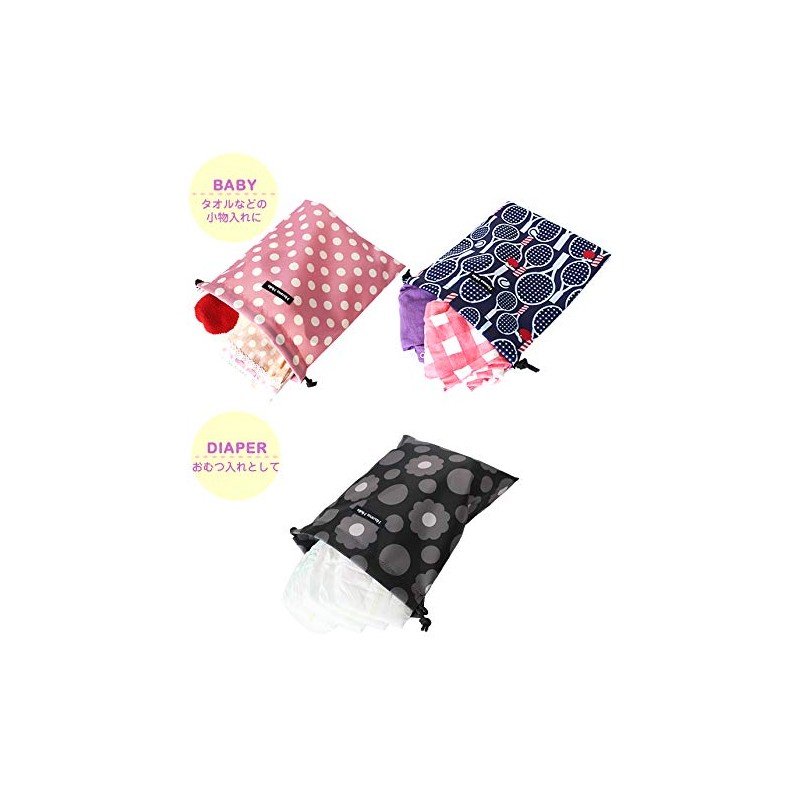 Deodorizing Drawstring Bag, Medium, Antibacterial, Gingham Navy