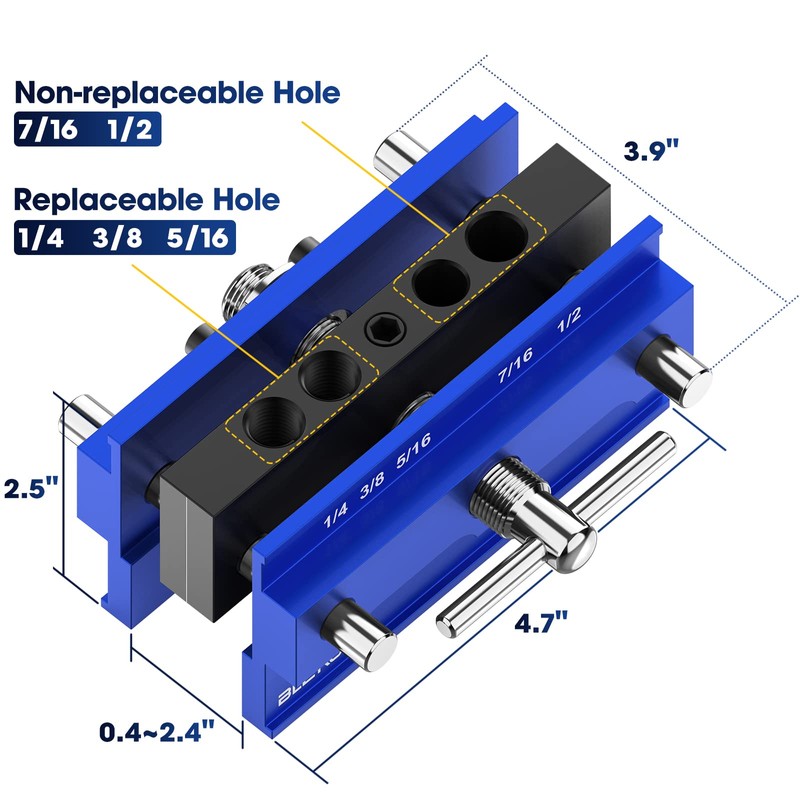 BLEKOO Self Centering Doweling Jig Kit, Drill Jig For Straight