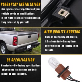 Boine Compatible With 2003 2004 2005 2006 Chevy Silverado 1500 2500 3500 Driver and Passenger Side Tail Light - Bulb and Harness Included