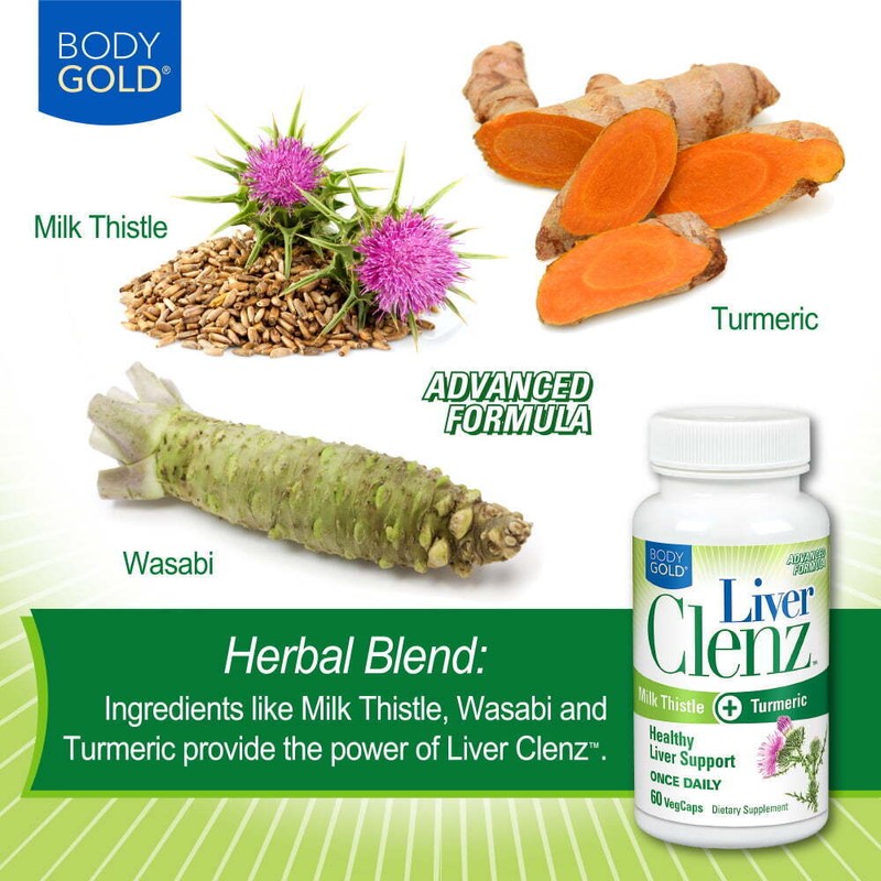 BodyGold Body Gold Liver Clenz, Healthy Liver Support, 60 Veg