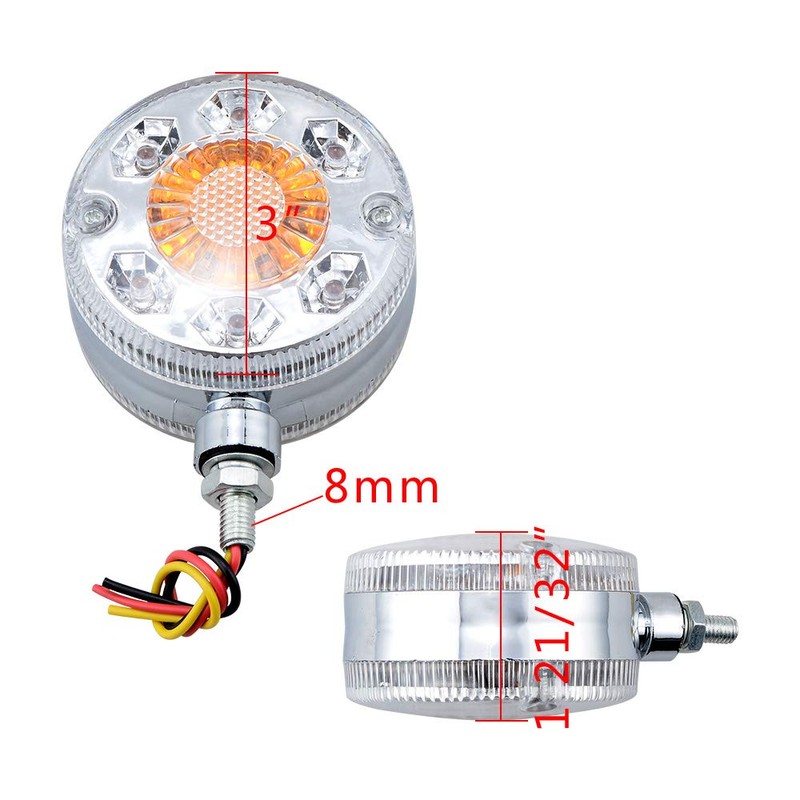 4pcs 3" Round 24-LED Double Face Red-Amber Turn Brake Stop