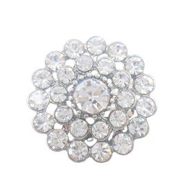 Riverbyland Metal Sewing Buttons with Rhinestone, Silver, 0.8", 10 PCS
