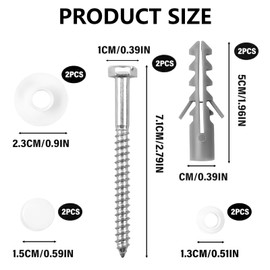 Yuiturt Universal Toilet Fixing Kit, White Cap Bidet Anchor Bolts Set M6x70mm with Plastic Washers, Toilet Pan Floor Fixing Hardware & Toilet Seat Replacement Parts for Home/Professional Installation