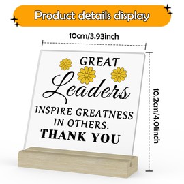 Gevody Thank You Gifts for Leader Acrylic Plaque with Stand Team Leader Gifts Leader Appreciation Gifts Leadership Gifts Retirement Gift for Leader Boss Gift for Mentor Manager Supervisor Keepsake