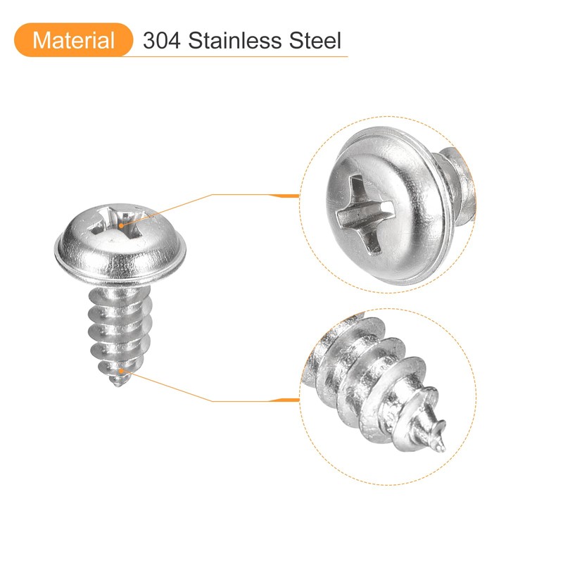 sourcing map ST5x12mm Phillips Pan Head Self-tapping Screw with Washer,
