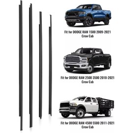 Dxuekeo Window Molding Trim Outer Door Window Trim Seal Belt Compatible with Dodge Ram 1500 2500 3500 4500 5500 Truck Crew Cab 2009-2021 Replace# 55112376AH 55112377AH 55372138AH 55372139AH