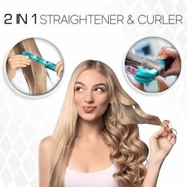 Brilliance New York - 1.25" Smooth Pro Ceramic Iron, Straightens & Curls w/Adjust. Temp, Features Negative Ions & FIR Technology, Dual Voltage, Peacock