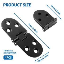 Auvotuis 4Pcs Heavy Duty Folding Table Hinges, Black Sewing Machine Flip Top Hinge Zinc Alloy Butler Tray Hinge with Mounting Screws for Drop Front Desk Drawer, Doors (3.1 x 1.18inch)