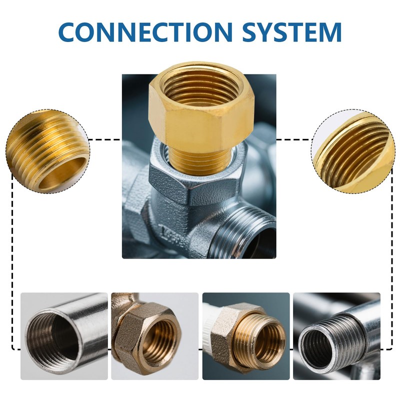 2 PCS 1/2 Female to 3/8 Male BSP Thread Brass